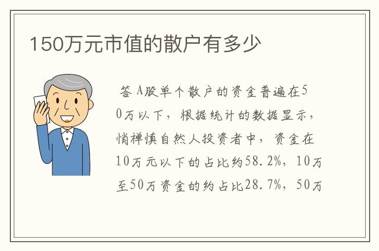 150万元市值的散户有多少