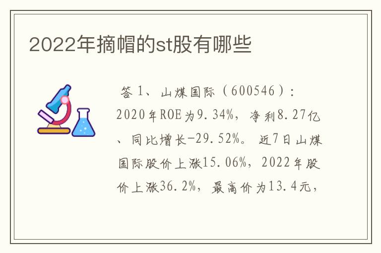 2022年摘帽的st股有哪些