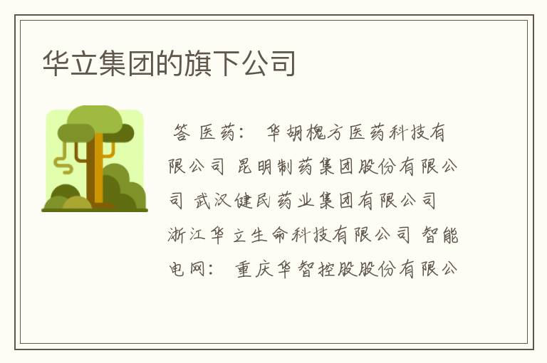 华立集团的旗下公司