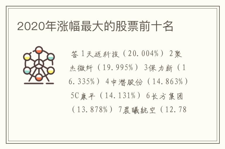 2020年涨幅最大的股票前十名