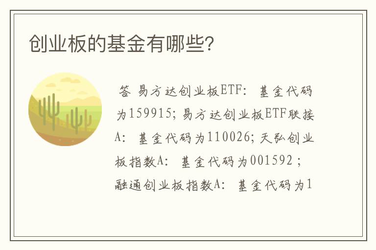 创业板的基金有哪些？