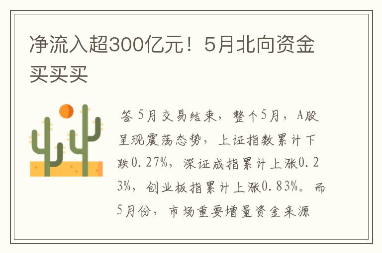 净流入超300亿元！5月北向资金买买买