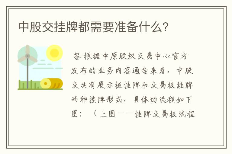 中股交挂牌都需要准备什么？