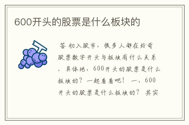 600开头的股票是什么板块的