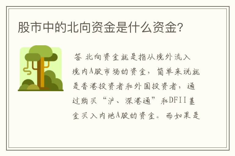 股市中的北向资金是什么资金?