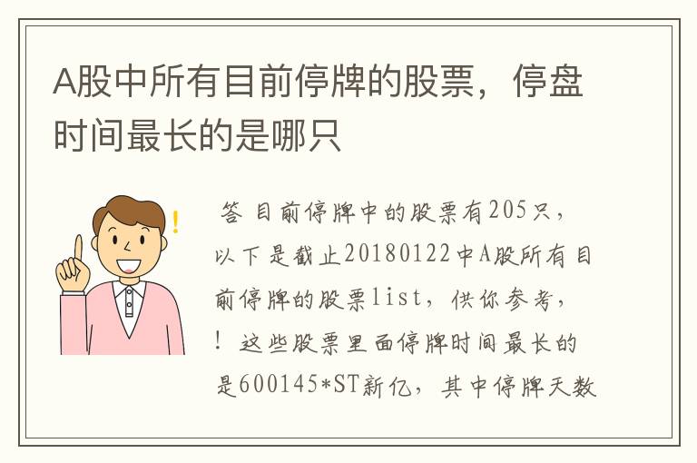 A股中所有目前停牌的股票，停盘时间最长的是哪只