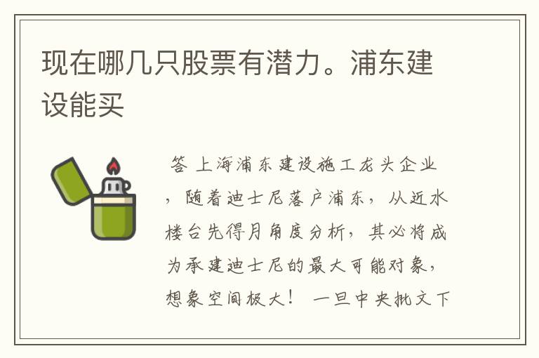 现在哪几只股票有潜力。浦东建设能买