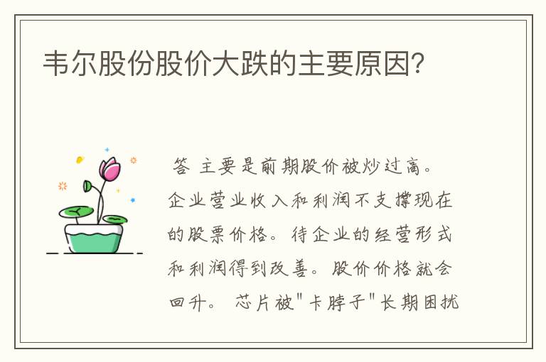 韦尔股份股价大跌的主要原因？