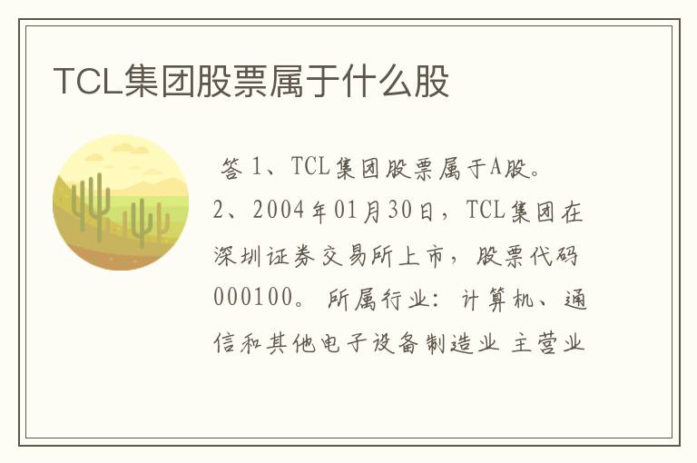 TCL集团股票属于什么股