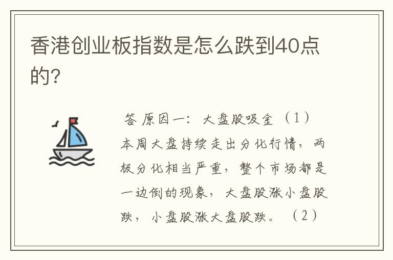 香港创业板指数是怎么跌到40点的?