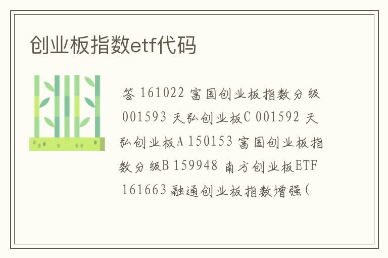 创业板指数etf代码