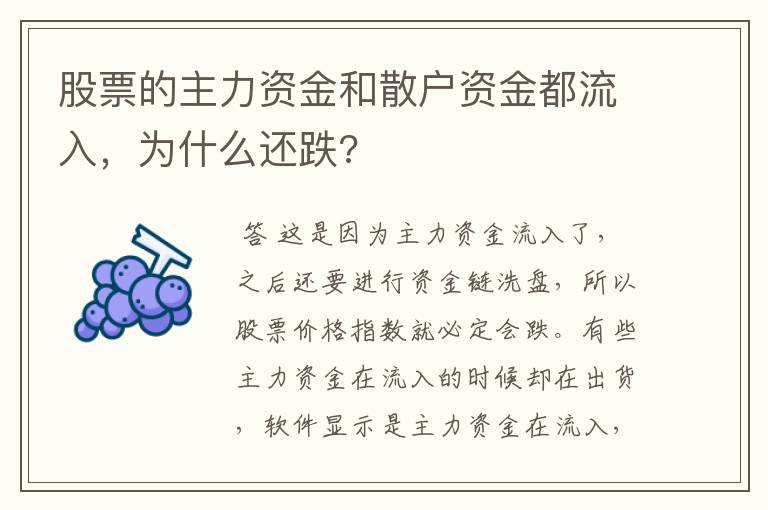 股票的主力资金和散户资金都流入，为什么还跌?