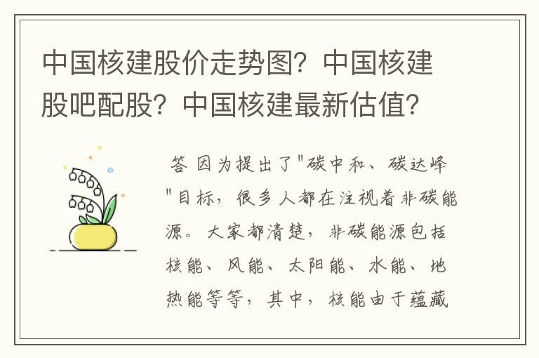 中国核建股价走势图？中国核建股吧配股？中国核建最新估值？