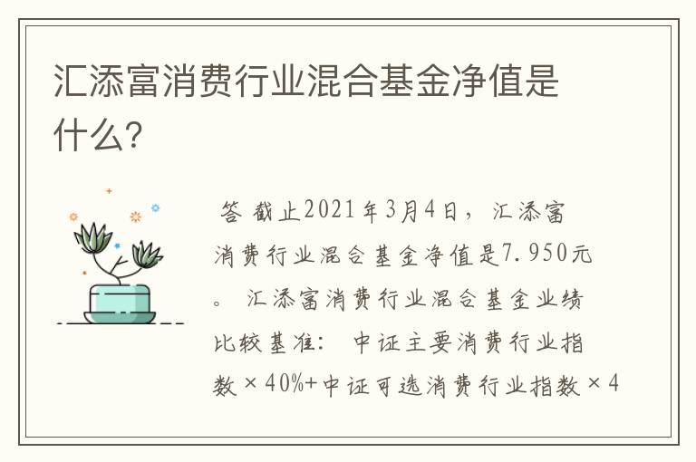 汇添富消费行业混合基金净值是什么？