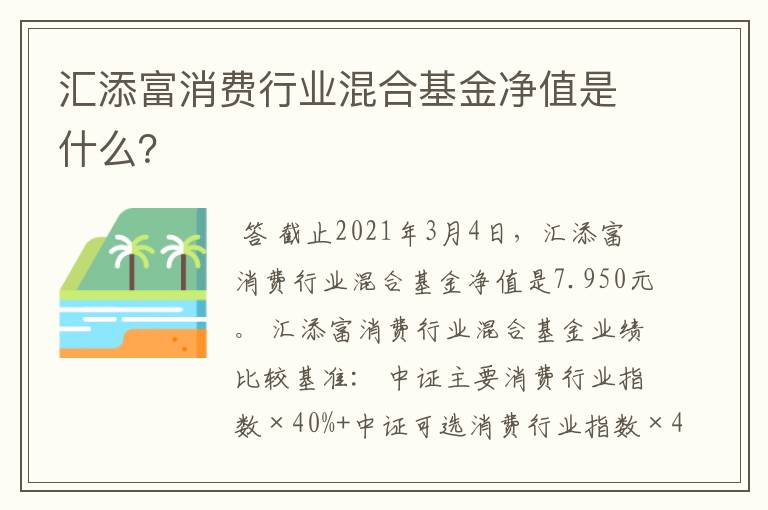 汇添富消费行业混合基金净值是什么？