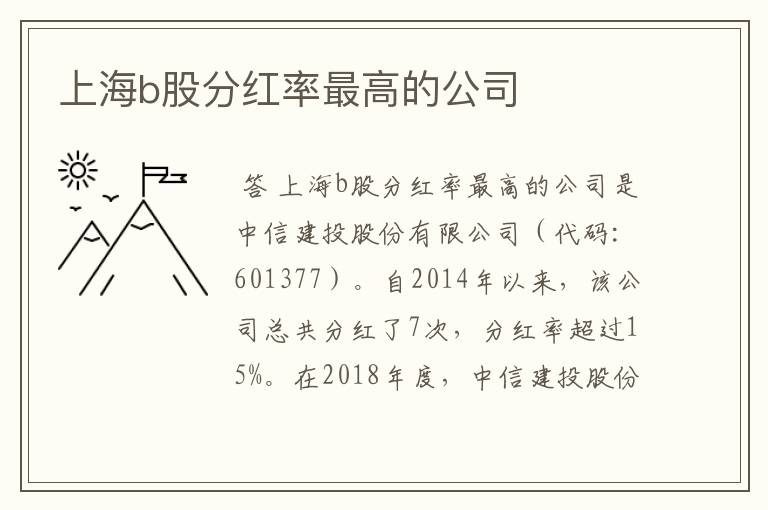 上海b股分红率最高的公司