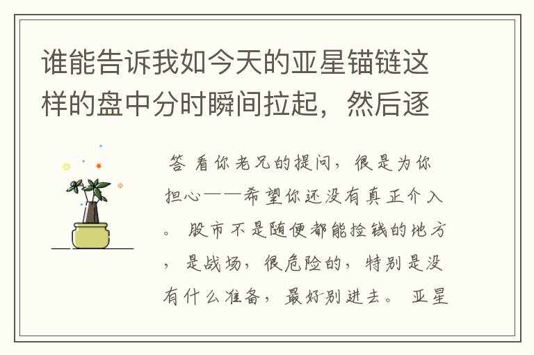 谁能告诉我如今天的亚星锚链这样的盘中分时瞬间拉起，然后逐渐下滑的走势是什么意思，