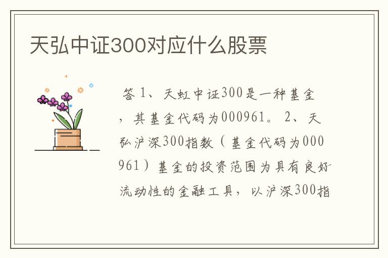 天弘中证300对应什么股票