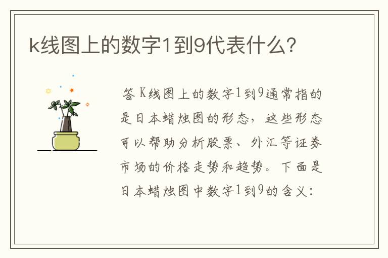 k线图上的数字1到9代表什么？