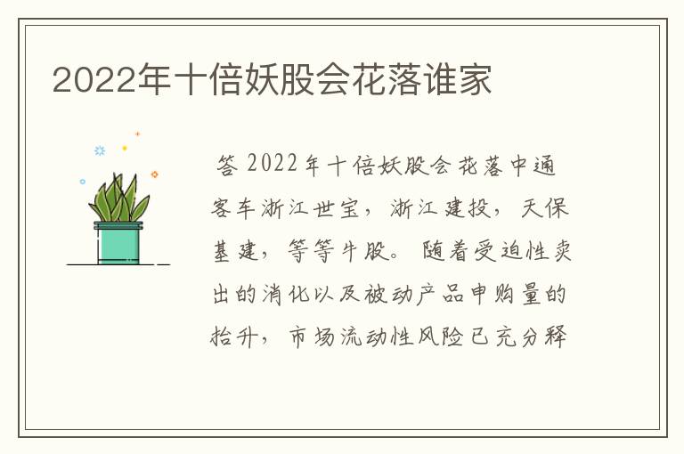 2022年十倍妖股会花落谁家