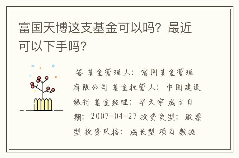 富国天博这支基金可以吗？最近可以下手吗？