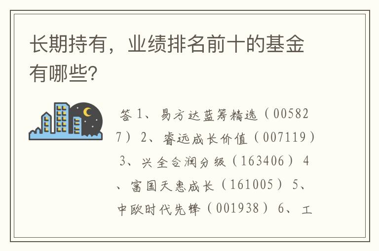 长期持有，业绩排名前十的基金有哪些？