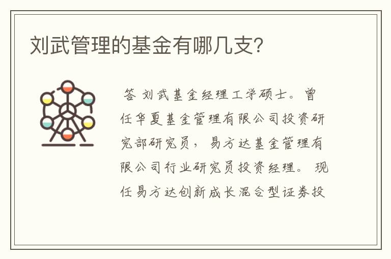 刘武管理的基金有哪几支？