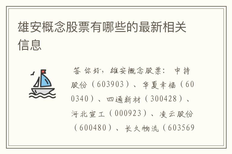 雄安概念股票有哪些的最新相关信息