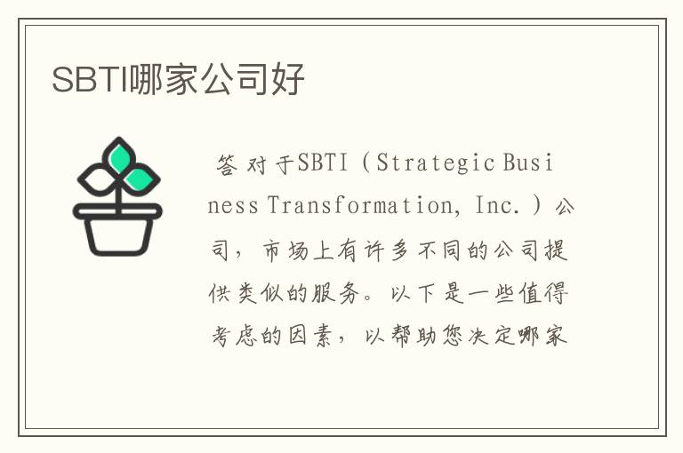 SBTI哪家公司好