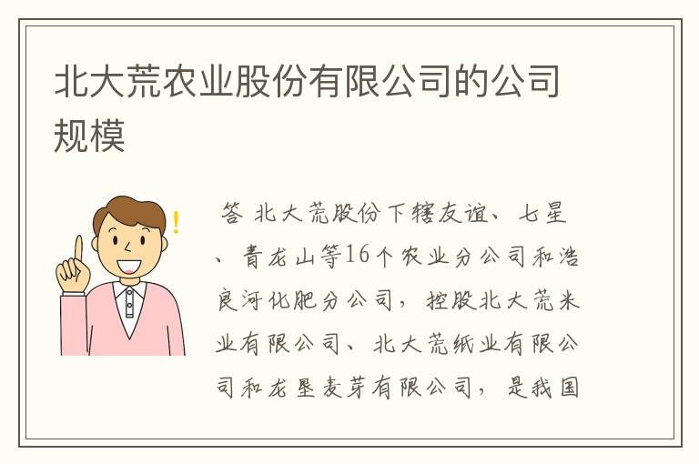 北大荒农业股份有限公司的公司规模