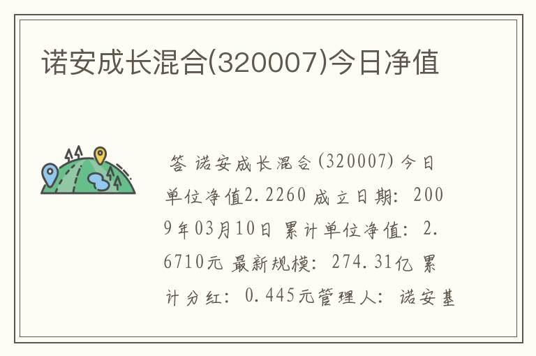 诺安成长混合(320007)今日净值