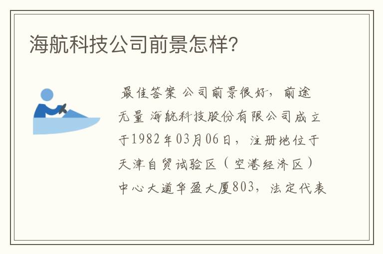 海航科技公司前景怎样？