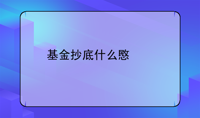 基金抄底什么意思