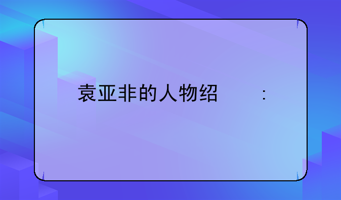 袁亚非的人物经历