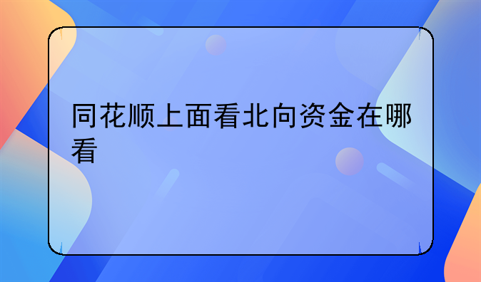 同花顺上面看北向资金在哪看