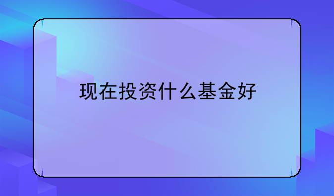 现在投资什么基金好