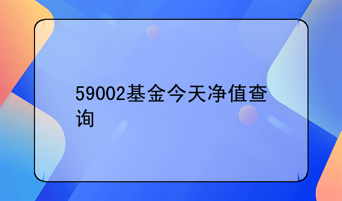 59002基金今天净值查询