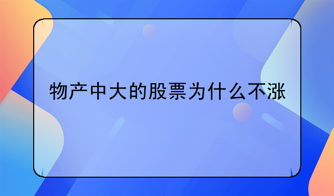 物产中大的股票为什么不涨