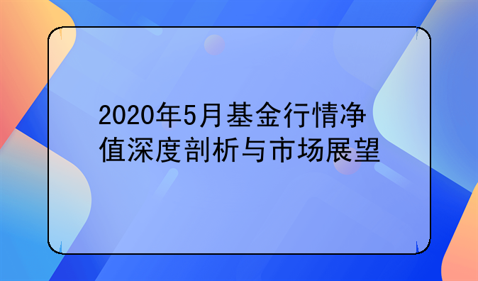 2020年5月基金行情净值深度剖析与市场展望