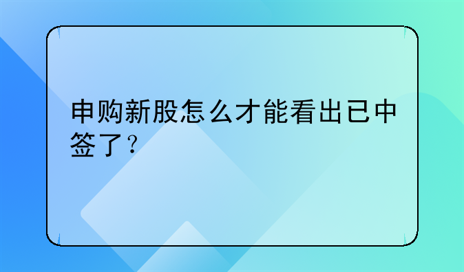 申购新股怎么才能看出已中签了？