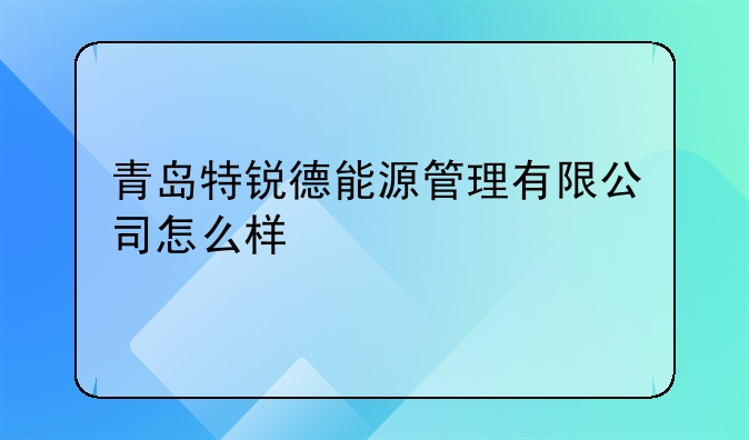 青岛特锐德能源管理有限公司怎么样