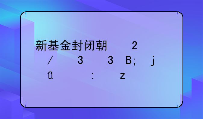 新基金封闭期持续下跌背后的深层探析