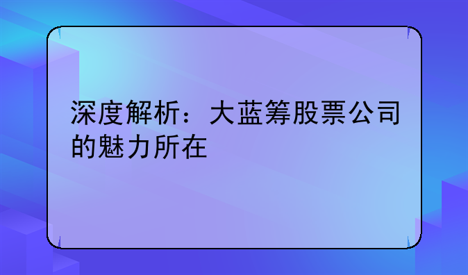 深度解析：大蓝筹股票公司的魅力所在