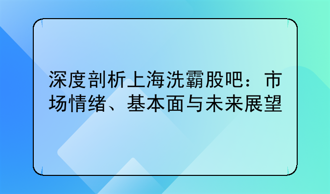 深度剖析上海洗霸股吧：市场情绪、基本面与未来展望