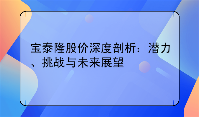 宝泰隆股价深度剖析：潜力、挑战与未来展望