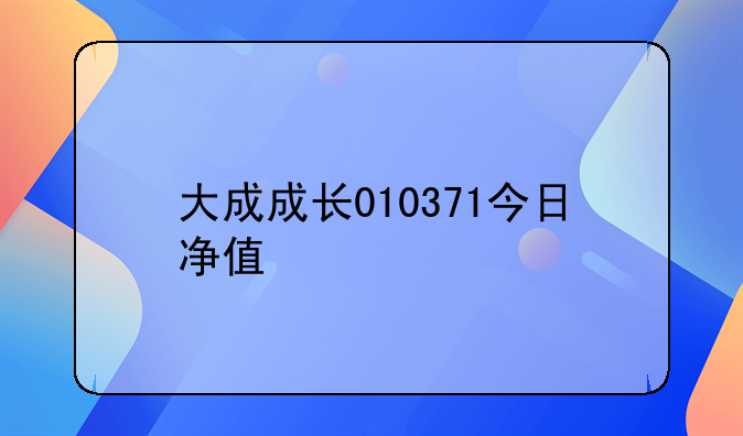 大成成长010371今日净值